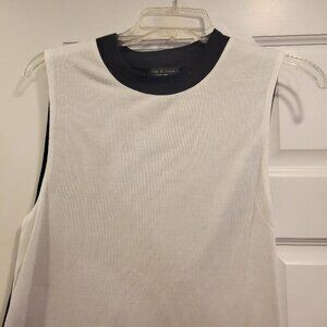 rag & bone lightweight silk sleeveless two-tone top, Large